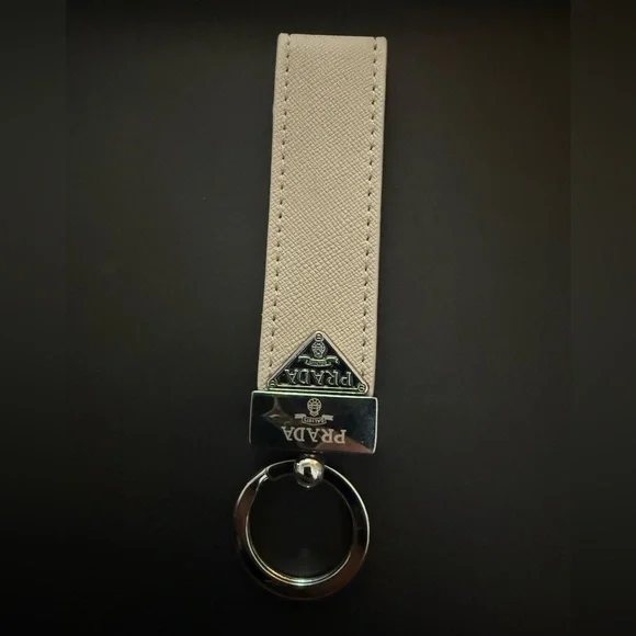 Brand new upcycled Prada Taupe Key Holder with Silver Accents - Picture 1 of 3
